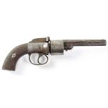 PERRINS & SON, WORCESTER; a 19th century 54 bore six shot caplock transitional revolver, 4.5"