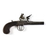 TOMLINSON, DUBLIN; a late 18th/early 19th century 54 bore flintlock pocket pistol, 2.5" turn-off