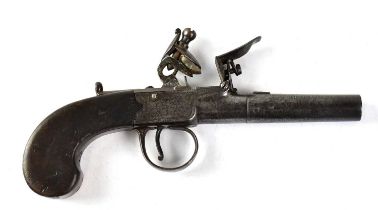 TOMLINSON, DUBLIN; a late 18th/early 19th century 54 bore flintlock pocket pistol, 2.5" turn-off