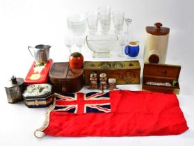A collectors' lot to include BOAC memorabilia, glassware, collectible tins, plated ware, cigarette