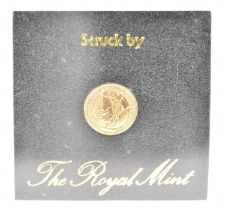 THE ROYAL MINT; a 1987 £10, 1/10 oz fine gold Britannia coin, encapsulated in slab, marked '
