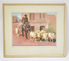 † JOHN SUTHERST (20th century); oil pastel 'Goatherd, Crete 1986', signed and dated 1986 lower left,