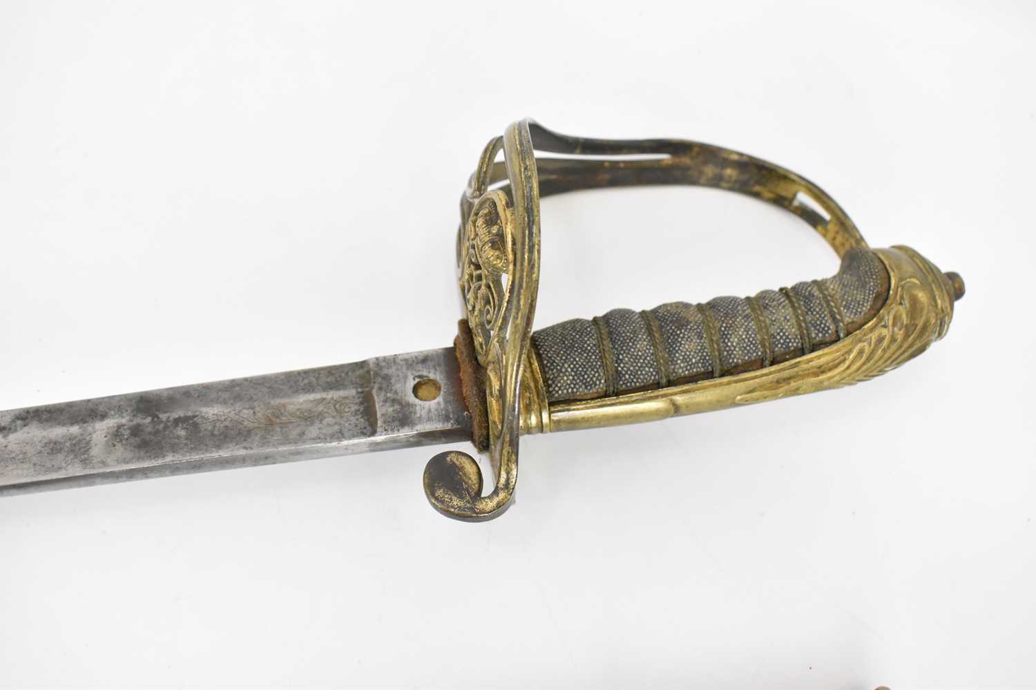 A Crimean War period Victorian British infantry officer's uniform sword with shagreen and copper - Image 2 of 4