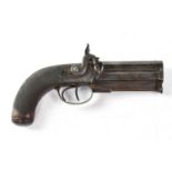 COLE & CO, DEVIZES; a 19th century 50 bore over/under side hammer percussion cap pistol, 4"