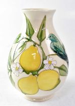 MOORCROFT; a vase in the 'Lemons' design by Sally Tuffins, with impressed and painted marks to base,