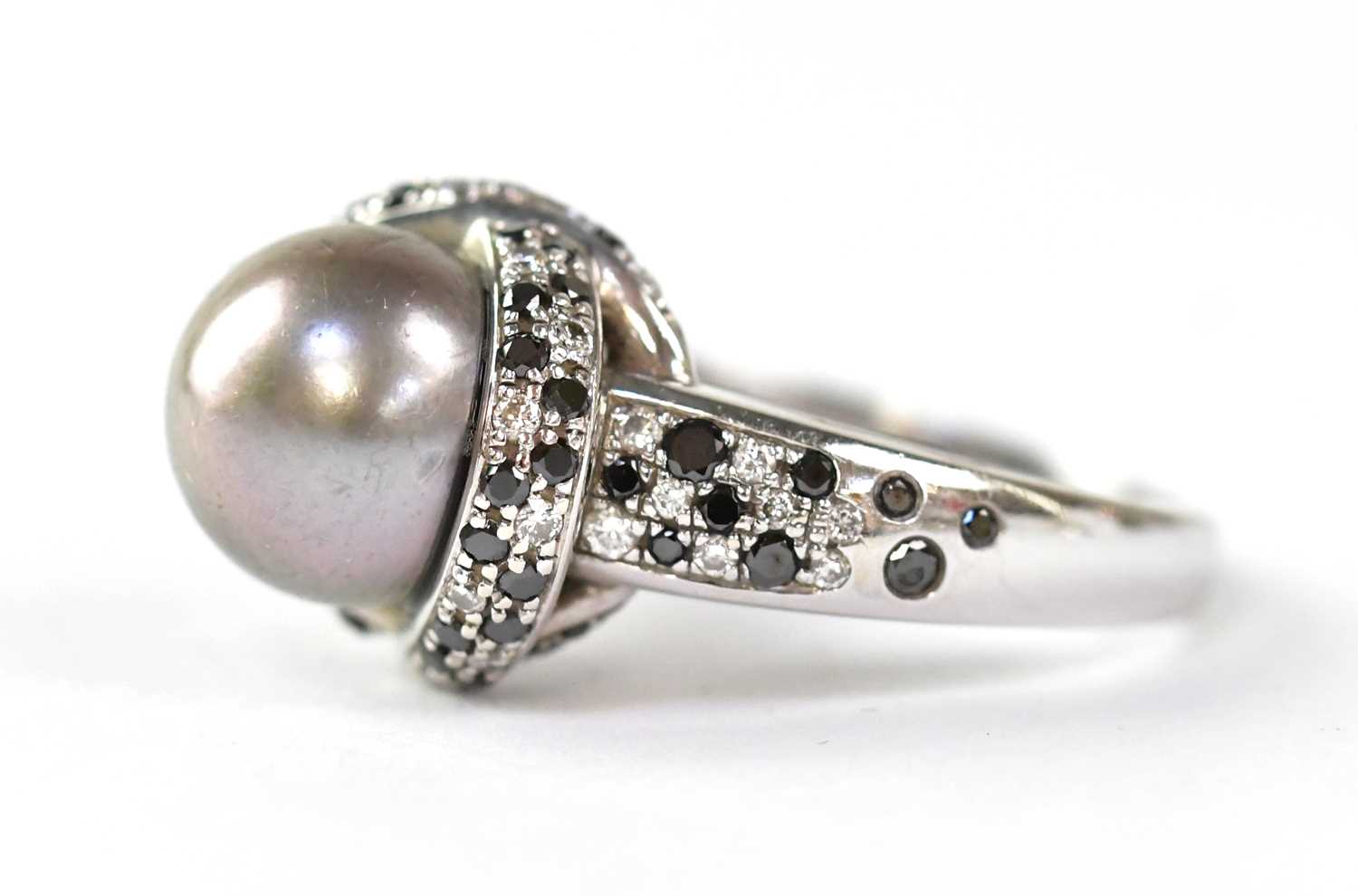 MAUBOUSSIN; an 18ct white gold 'Perle Caviar Mon Amour' ring set with a grey cultured pearl, - Image 2 of 2