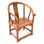 A modern Chinese hardwood horseshoe back chair, height 103cm. Condition Report: From the estate of