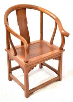 A modern Chinese hardwood horseshoe back chair, height 103cm. Condition Report: From the estate of