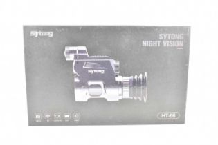 A Sytong HT 66 night vision, boxed with documentation, additional fitting for Hawke fast mount IR