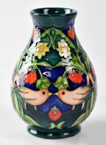 MOORCROFT; a vase in the 'Strawberry Thief' design, copyrighted for 1995, with impressed and painted