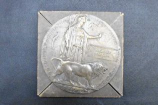 A WWI memorial plaque awarded to Frederick Gertson of the East Lancashire Regiment, Frederick won