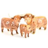 BESWICK; a Highland cattle family group, comprising Bull 2008, Cow 1740 and Calf 1823D (3).