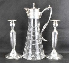 A pair of Towle Sterling candlesticks with reinforced bases, height 19cm, together with a cut