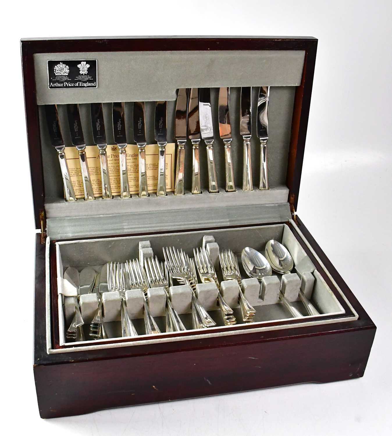 ARTHUR PRICE; a mahogany cased canteen of cutlery.