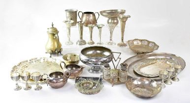 A quantity of silver plated items to include a cruet set, etc.