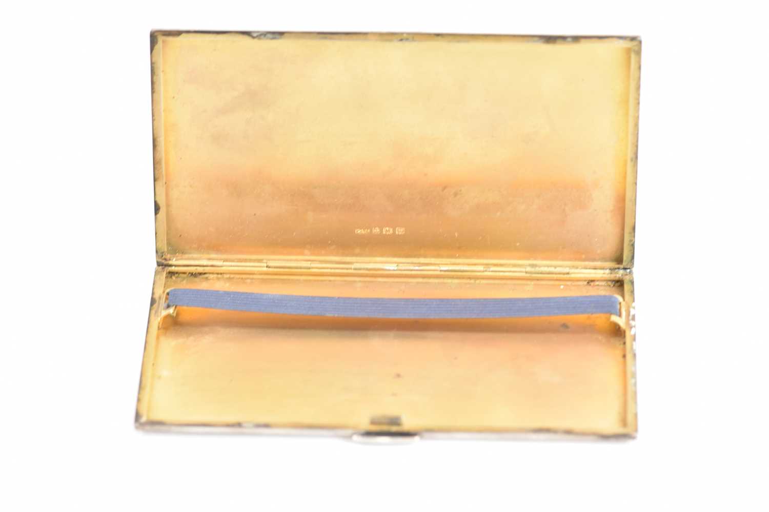 KENNART LTD; a large George VI hallmarked silver cigarette case with engine turned Art Deco style - Image 4 of 4