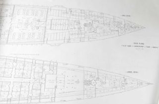 Reprinted boat and ship plans, to include SS. Titanic 401 rigging plan, scale 12th inch = 1 foot,