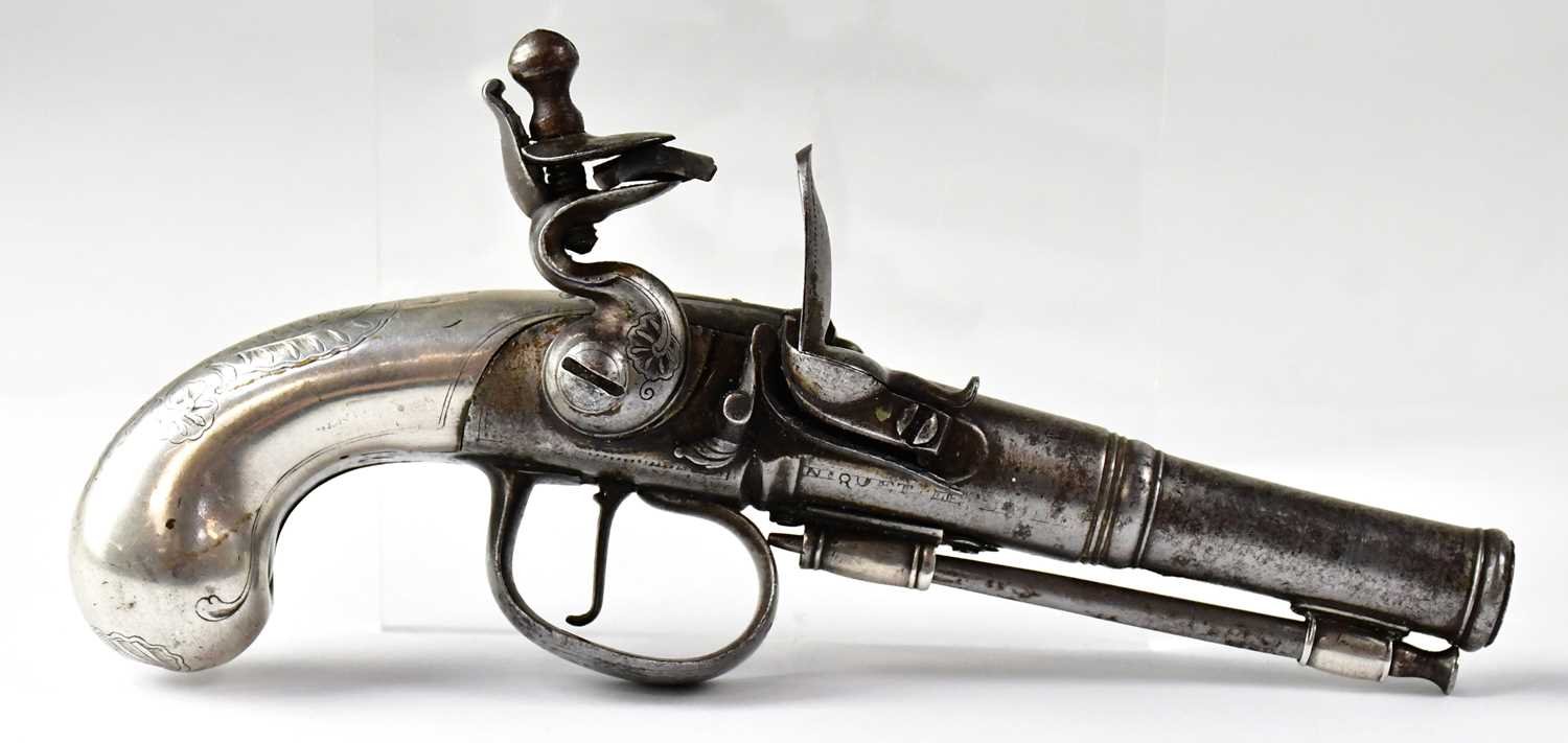 ARNOLD NIQUET LE JEUNE (JUNIOR); an 18th century 50 bore flintlock pocket pistol with 3 1/2" Queen - Image 5 of 5