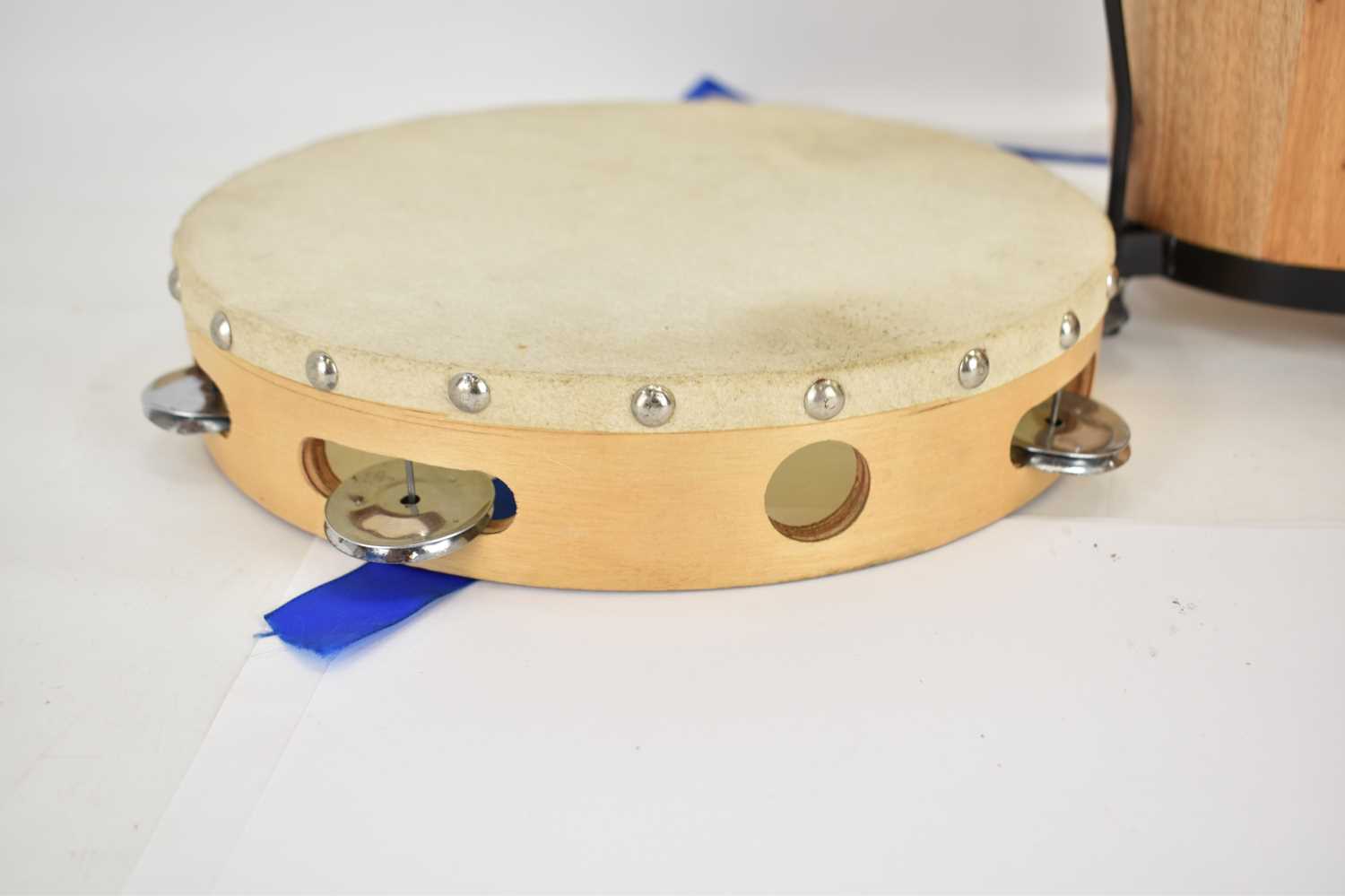 A pair of Bongoset bongos, 18 x 20cm, and a tambourine, diameter 25cm. - Image 2 of 3