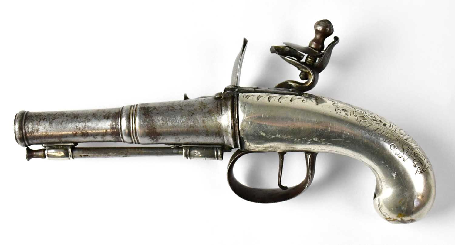 ARNOLD NIQUET LE JEUNE (JUNIOR); an 18th century 50 bore flintlock pocket pistol with 3 1/2" Queen - Image 3 of 5