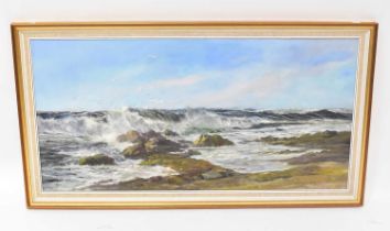 † EDGAR FREYBERG (German, born 1927); oil on canvas, 'Breaking Surf', signed lower right, 49.5 x