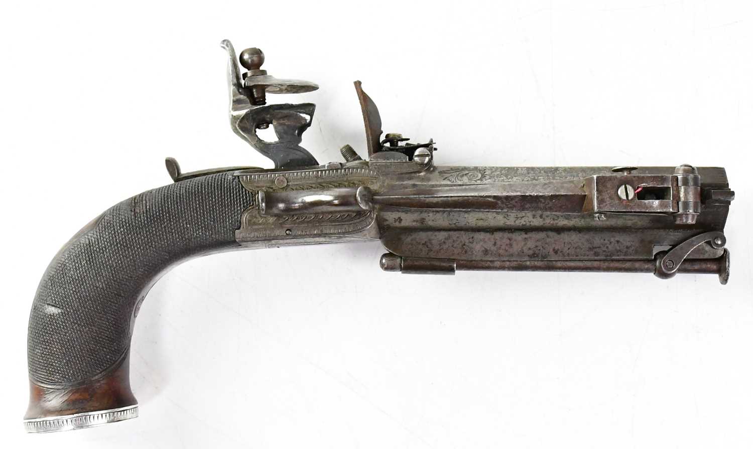 JAMES HAYWOOD, CHESTER; an unusual best quality dual ignition 42 bore pocket pistol, firing from