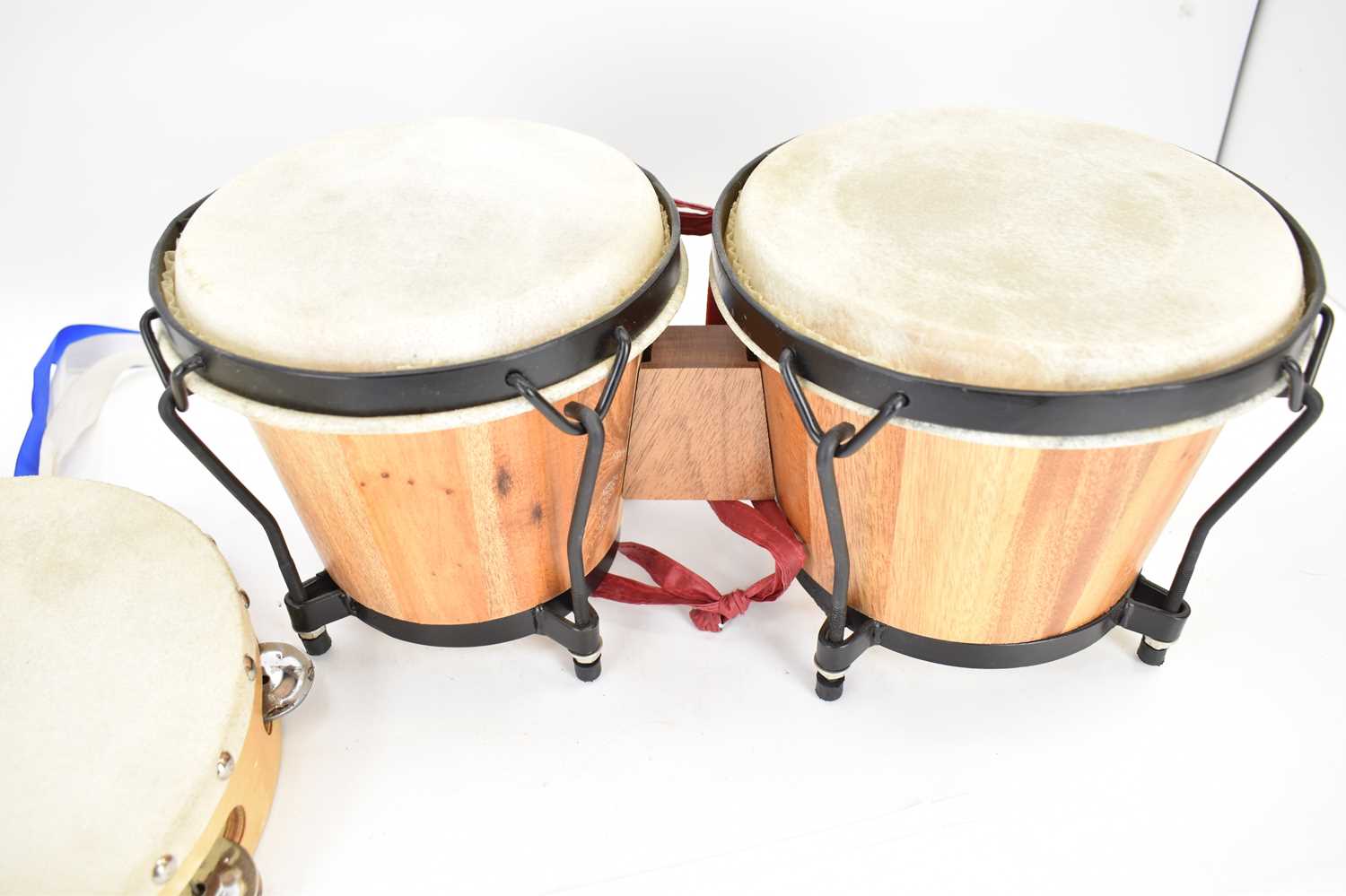 A pair of Bongoset bongos, 18 x 20cm, and a tambourine, diameter 25cm. - Image 3 of 3