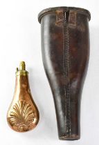 G & J. W. HAWKSLEY; a 19th century brass and copper powder flask with adjustable nozzle stamped with