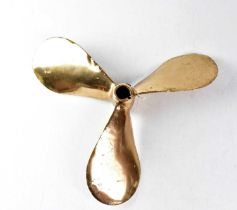 A vintage brass ship's three-blade propeller, diameter 44cm. Condition Report: Highly polished