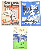 Three 1950s football programmes comprising Scottish Cup Final Official Programme Dundee v