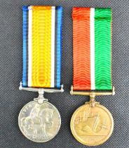 Two WWI military medals comprising a Mercantile Marine War Medal, The British War Medal, issued to