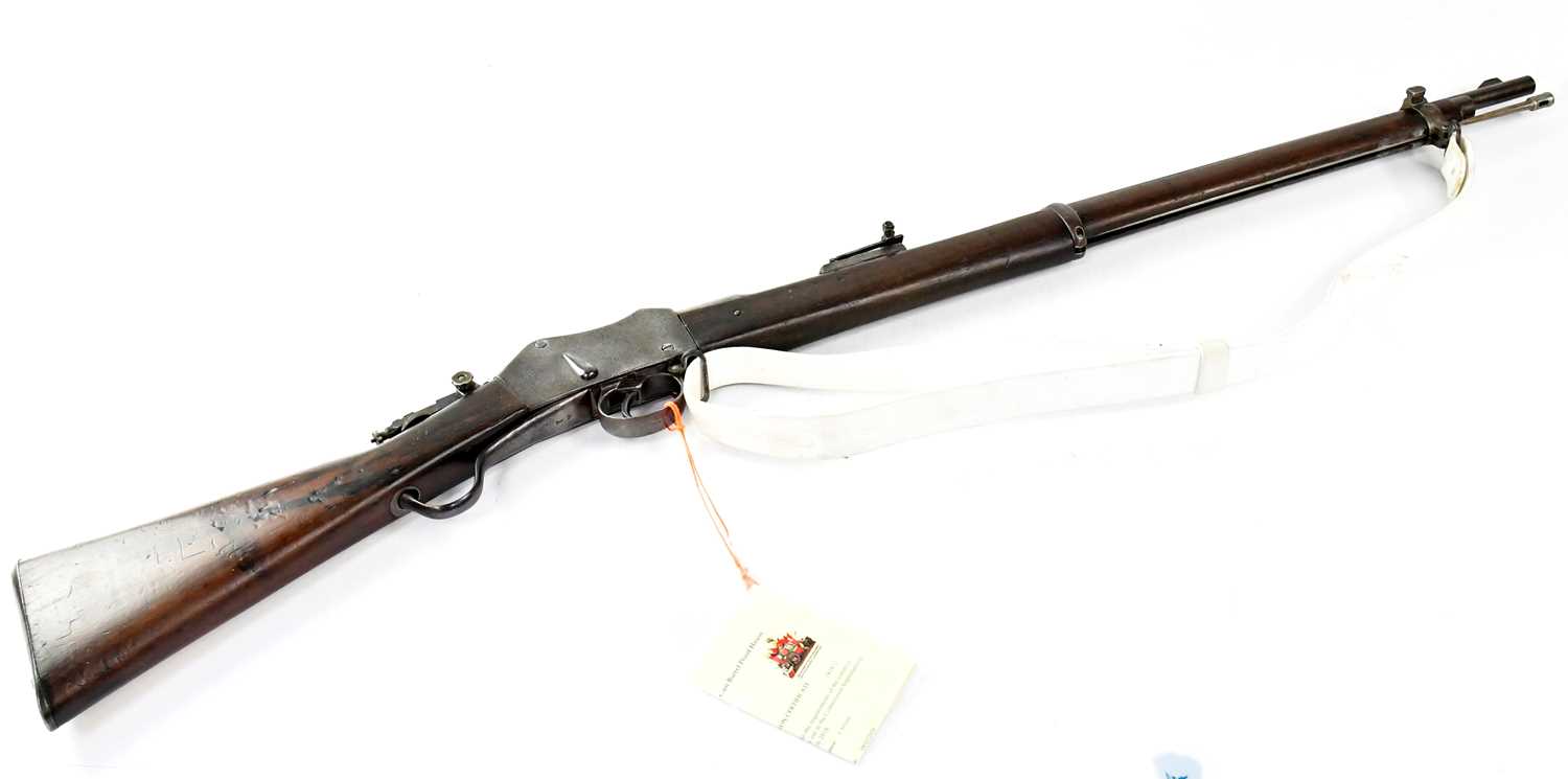 ENFIELD; a deactivated 1876 Pattern Mk II .303" Martini-Henry under lever rifle, stamped to the