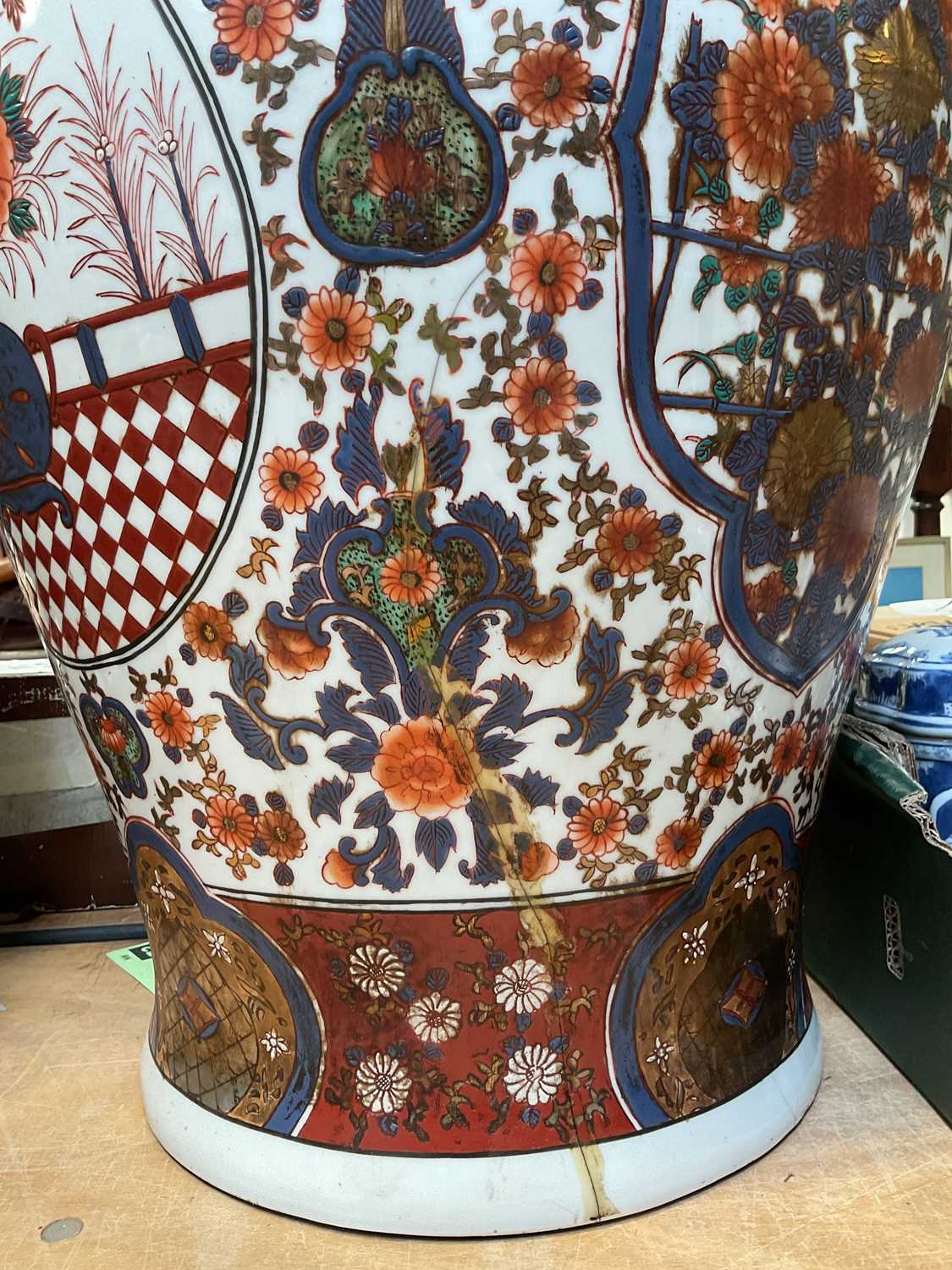 A large Japanese style baluster vase in the Imari palette, with gilt highlighting, height approx. - Image 2 of 2