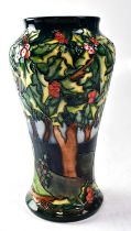 MOORCROFT; a vase in the 'Holly Hatch' design, copyrighted for 1997, with impressed and painted