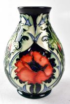 MOORCROFT; a vase in the 'Poppy' design, copyrighted for 1996, with impressed and painted marks to