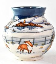MOORCROFT; a vase in the 'Woodside Farm' design, copyrighted for 1999, with impressed and painted