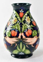 MOORCROFT; a vase in the 'Strawberry Thief' design, copyrighted for 1995, with impressed and painted