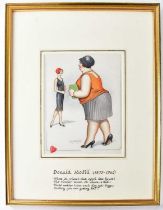 † DONALD MCGILL (1875-1962); watercolour depicting two ladies, signed to the lower section, titled
