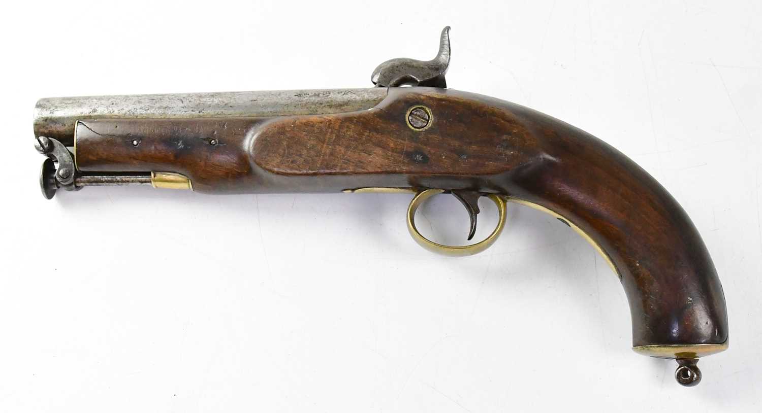 TOWER, LONDON; a 19th century 14 bore percussion cap short sea service pistol, 5.5" barrel with - Image 2 of 2