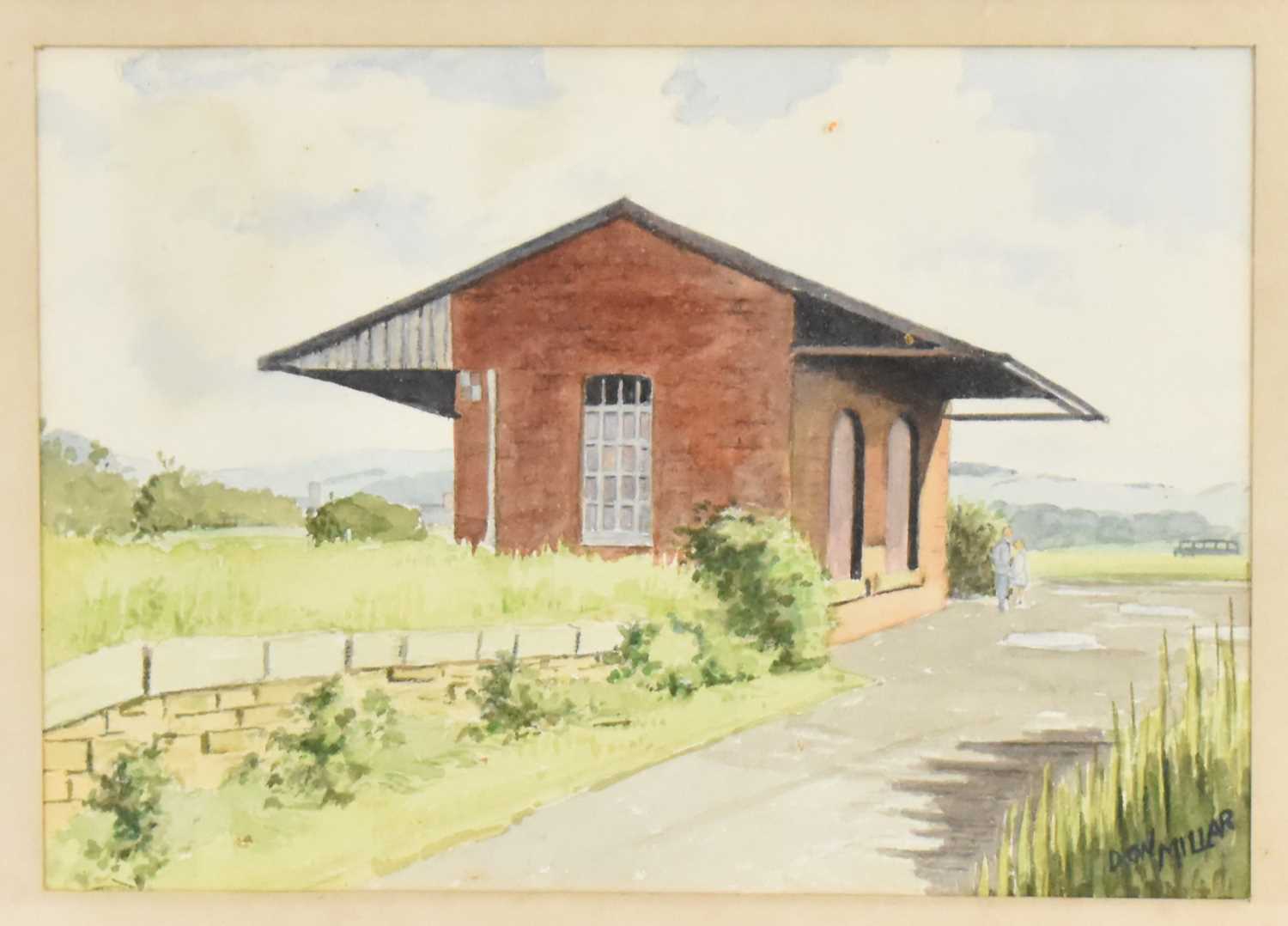 † DON MILLAR (born 1923); two pencil and watercolour on paper, Garstang Town train station with - Image 2 of 4