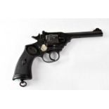 WEBLEY; a deactivated Mk IV .38" six shot double action revolver with 5" barrel and chequered