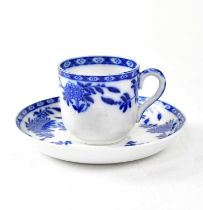 RED STAR LINE; a blue and white coffee cup and saucer by Mintons, with printed factory mark to