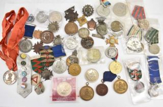 Various commemorative coins and badges, prize medals and medallions, school prizes, association