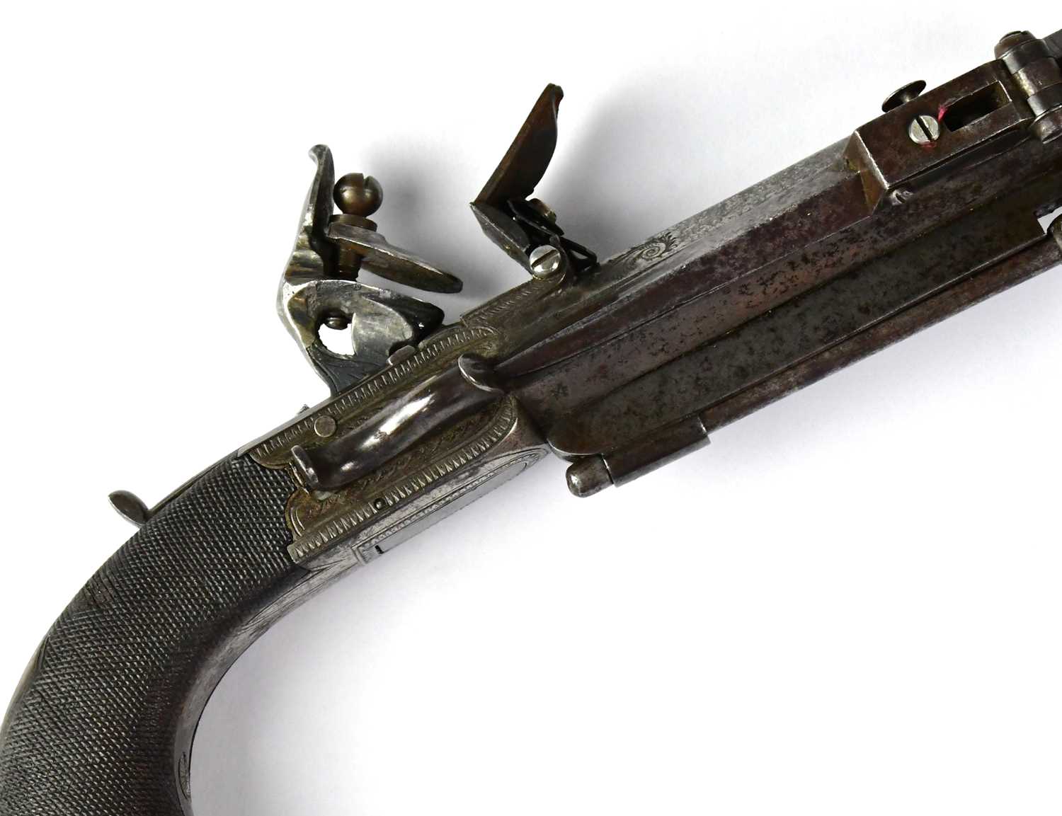 JAMES HAYWOOD, CHESTER; an unusual best quality dual ignition 42 bore pocket pistol, firing from - Image 5 of 9