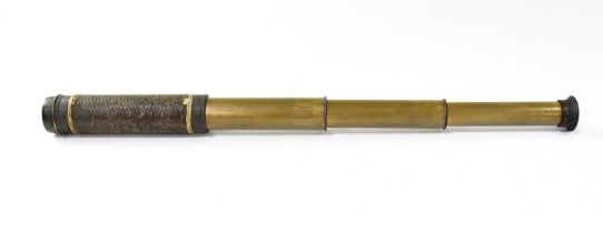 J. H. STEWARD; an early 19th century rifleman's fast focus three-draw telescope, with woven cover,