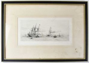 WILLIAM LIONEL WYLLIE RA (1851-1931); a drypoint etching 'Entrance of The Mersey', titled to the