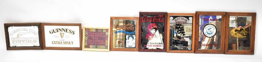 A quantity of small advertising mirrors comprising Southern Comfort, Coca Cola, Guinness, Col.