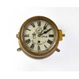 FRANZ HAPPE, KIEL; a WWI German Kaisermarine U-Boat brass cased bulkhead clock, the 15 1/2cm