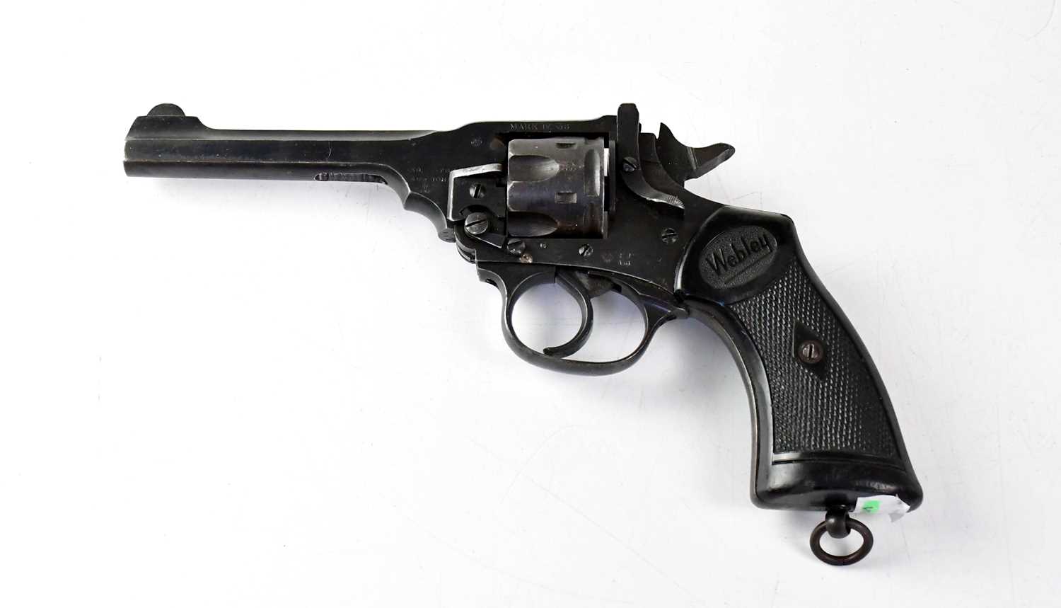 WEBLEY; a deactivated Mk IV .38" six shot double action revolver with 5" barrel and chequered - Image 2 of 2