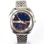 SEIKO; a vintage Diamatic automatic wristwatch, model number 7006-6020, 560127, with blue dial,
